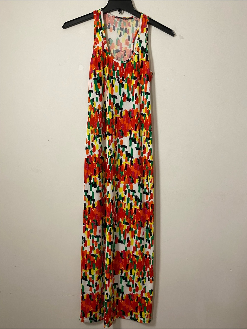 Colorful Abstract Print Racerback Maxi Tank Dress
